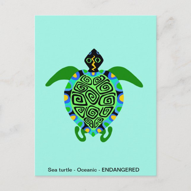 Cool Sea TURTLE -  Animal lover -Ocean Turquoise - Holiday Postcard (Front)