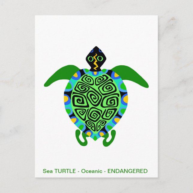 Cool Sea TURTLE - Endangeredanimal graphic Holiday Postcard (Front)