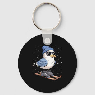 Cool Seagull On Skis - Nordic Winter Seagulls Aprè Keychain