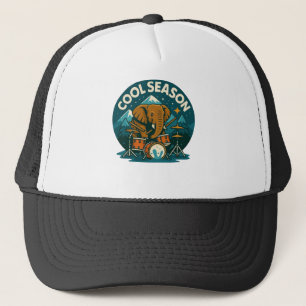 COOl SEASON Elephant Drummer Graphic Design Trucker Hat