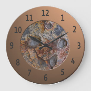 Cool Sedementary Rock Shiny Metalic Digits Circle Large Clock