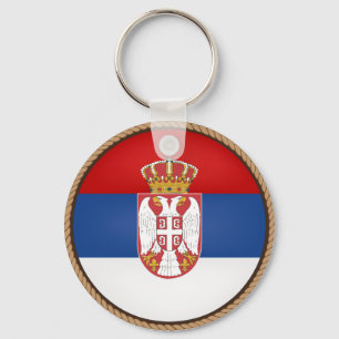 Cool Serbia Flag Seal Keychain