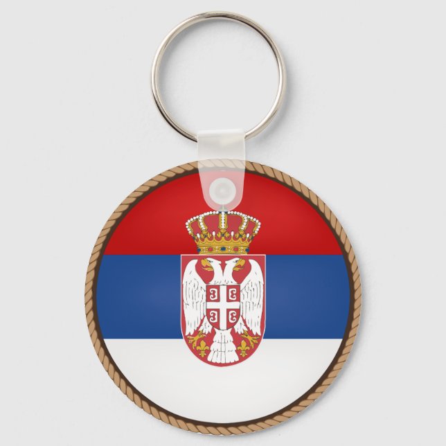 Cool Serbia Flag Seal Keychain (Front)