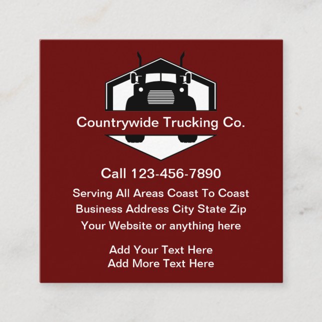 Cool service de camionnage unique Cartes de visite (Devant)