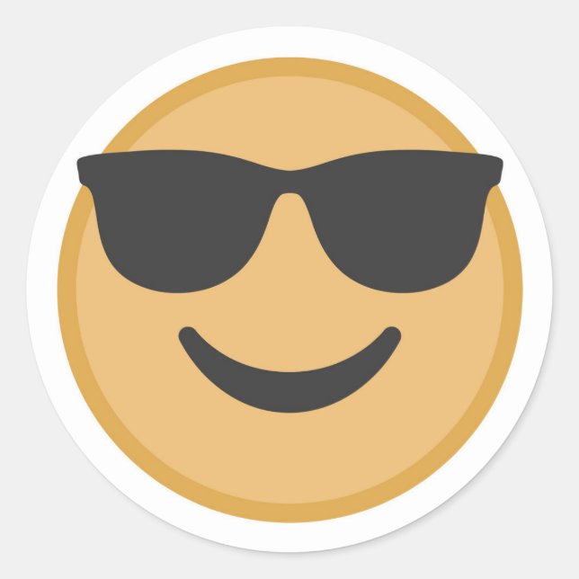 Cool Shades Emoji Face Classic Round Sticker (Front)