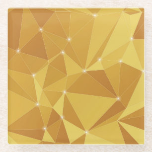 Cool Shades of Gold Multiple Polygon Shapes Glass Coaster
