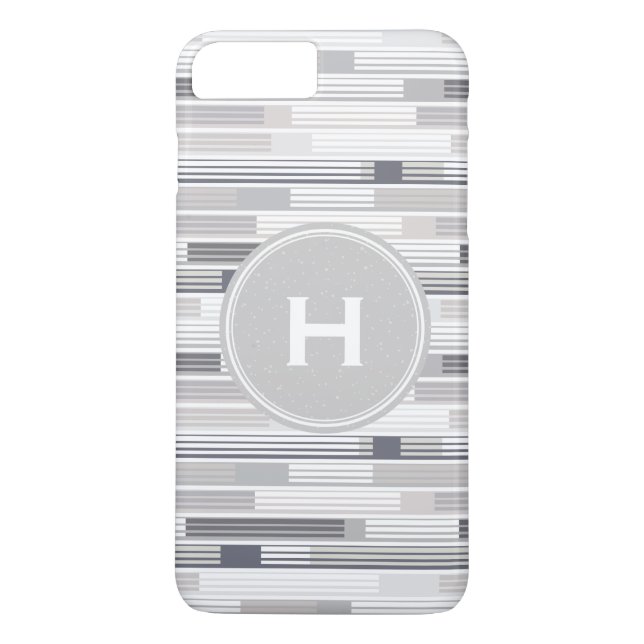 Cool shades of grey stripes Custom Monogram Case-Mate iPhone Case (Back)