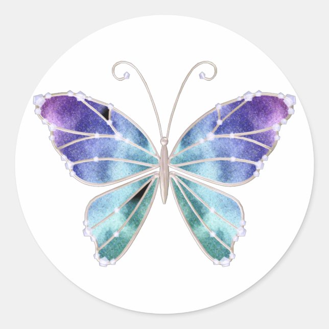 Cool Shades Rainbow Wings Butterfly Classic Round Sticker (Front)