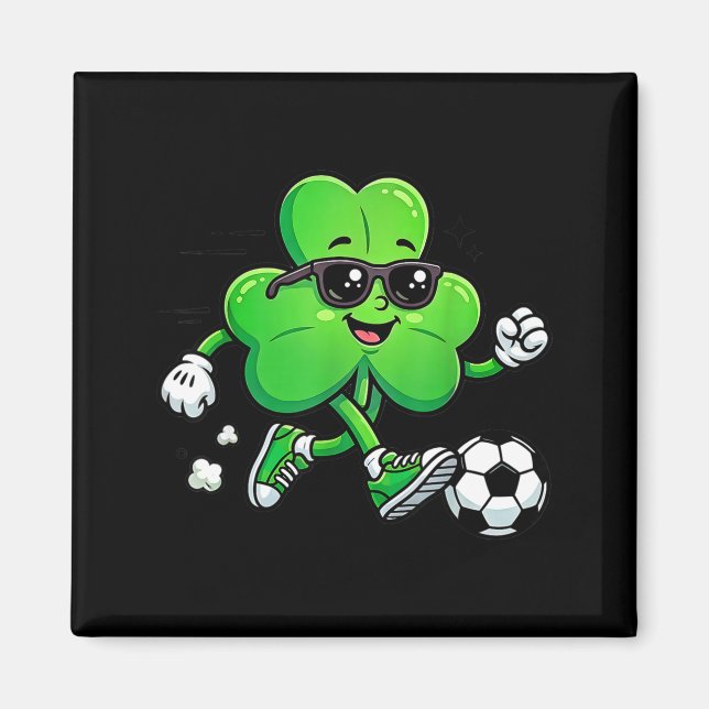 Cool shamrock soccer player st patricks day irish magnet (Front)