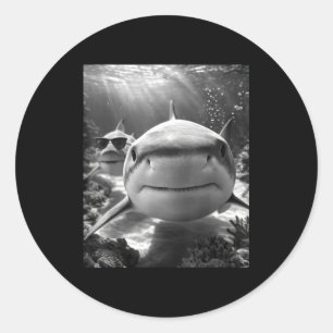 Cool Shark Animal Selfie Classic Round Sticker