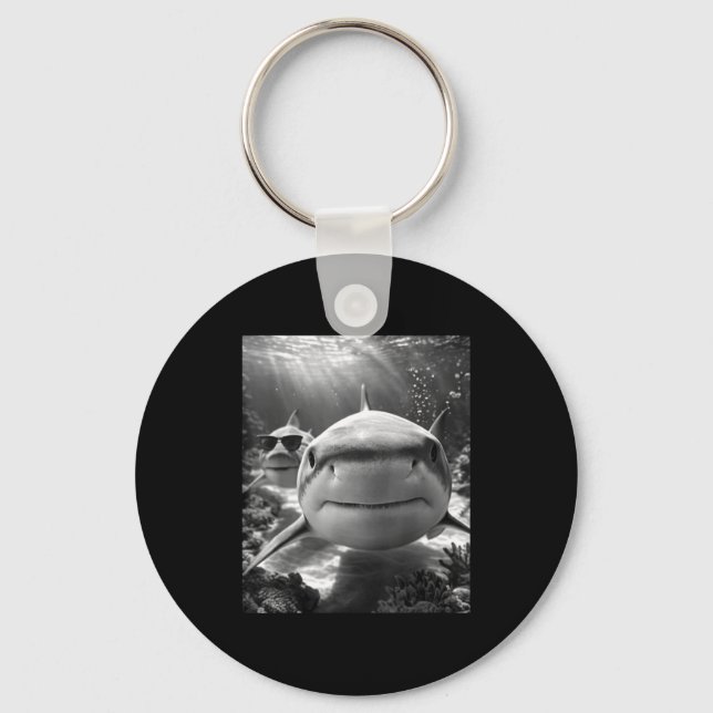 Cool Shark Animal Selfie  Keychain (Front)