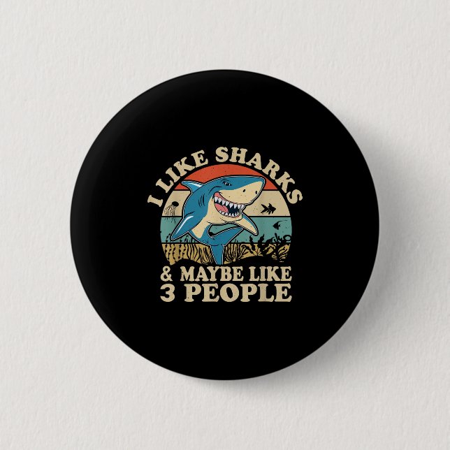 Cool Shark Art Men Women Great White Hammerhead Sh 2 Inch Round Button (Front)