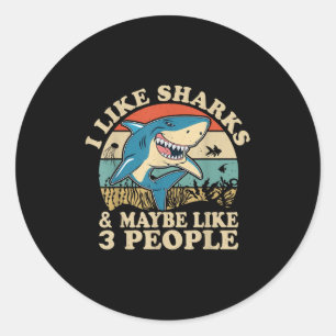 Cool Shark Art Men Women Great White Hammerhead Sh Classic Round Sticker