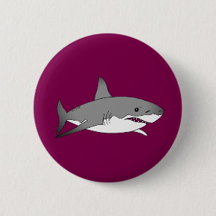 Cool Shark Cartoon Illustration 2 Inch Round Button