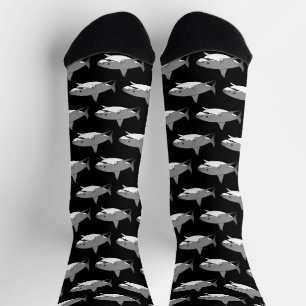 Cool Shark Cartoon Illustration Socks