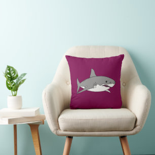 Cool Shark Cartoon Illustration Throw Pillow