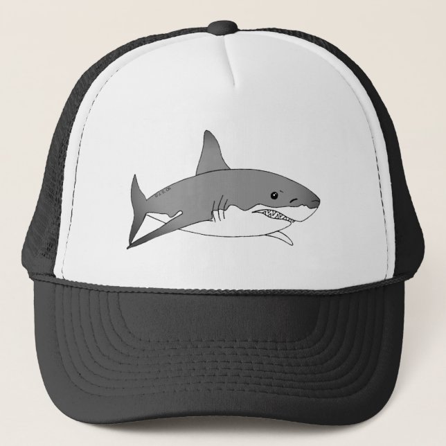 Cool Shark Cartoon Illustration Trucker Hat (Front)