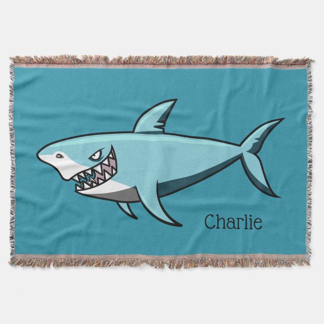 Cool Shark custom name throw blankets (Front)