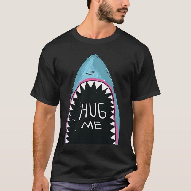 Cool Shark Hug Me Summer Surf Club T-Shirt (Front)
