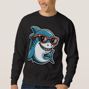 Cool Shark in Sunglasses 70s 80s 90s Funny Shark Sweatshirt