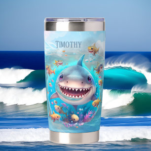 Cool shark lovers add name insulated tumbler