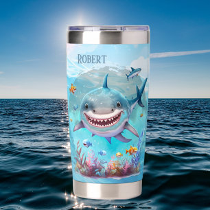 Cool shark lovers add name insulated tumbler
