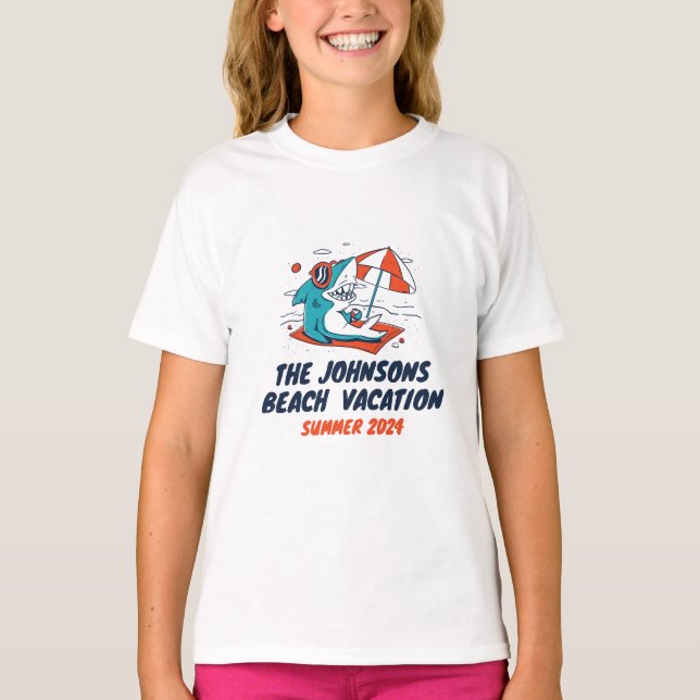 Cool Shark Matching Family Vacation Beach Holiday T-Shirt (Front)