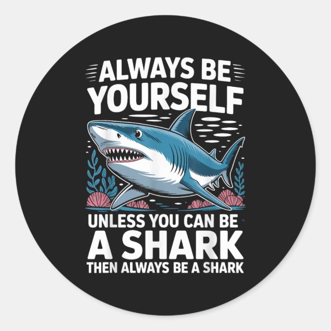 Cool Shark Novelty For Men Women Kids Shark Fan Sh Classic Round Sticker (Front)