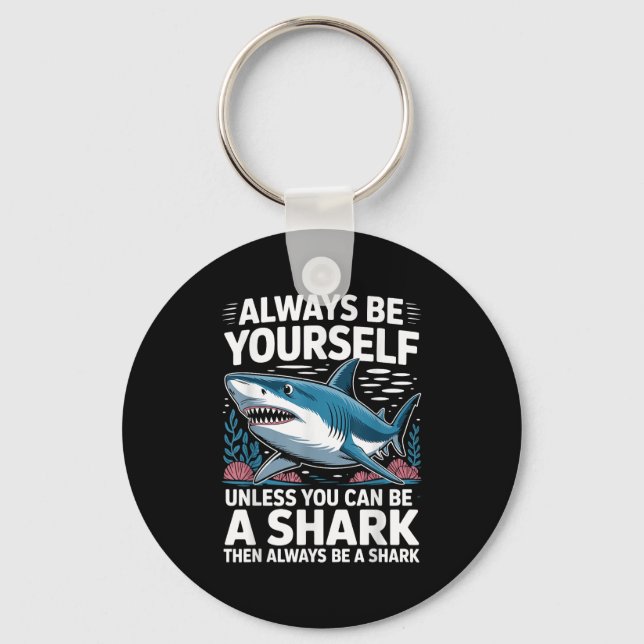 Cool Shark Novelty For Men Women Kids Shark Fan Sh Keychain (Front)