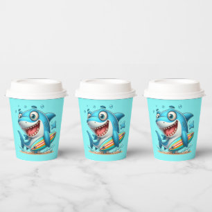 Cool shark party beach paper cups
