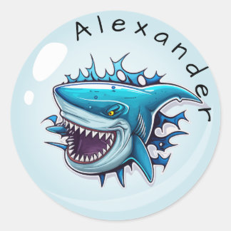 Cool Shark Personalize Classic Round Sticker