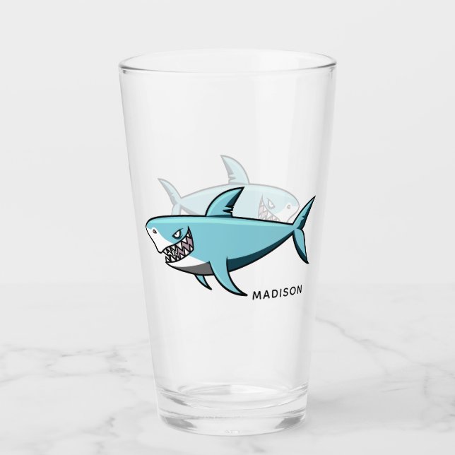 Cool Shark personnalisé nom pinte verre (Devant)