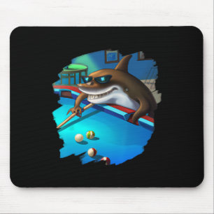 Cool Shark Playing Pool Billiards In Lounge Funny Mouse Pad