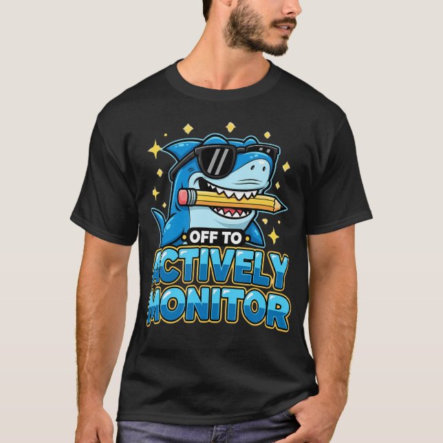 Cool Shark Programmer Joke Off To Actively T-Shirt (Front)