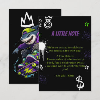 Cool Shark Skateboarding Birthday Enclosure Card