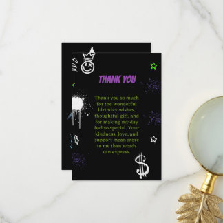 Cool Shark Skateboarding Birthday Thank You Card