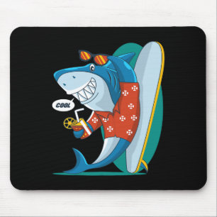 Cool Shark Surfing Design Mouse Pad