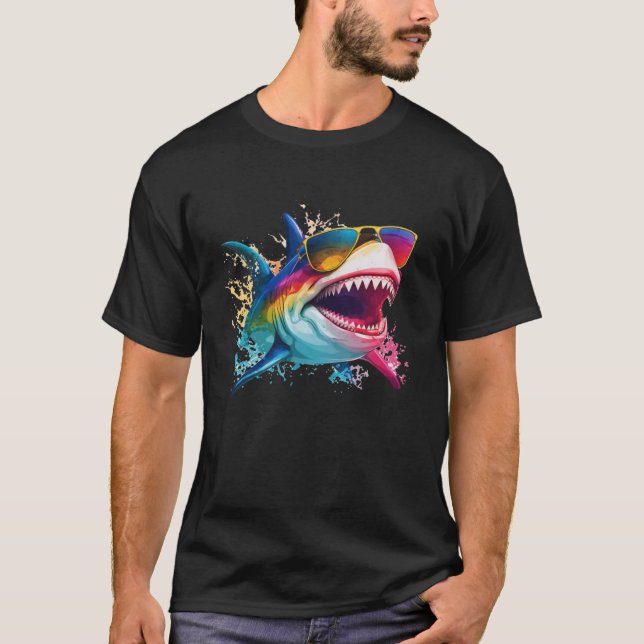 Cool Shark wearing Sunglasses T-Shirt (Front)