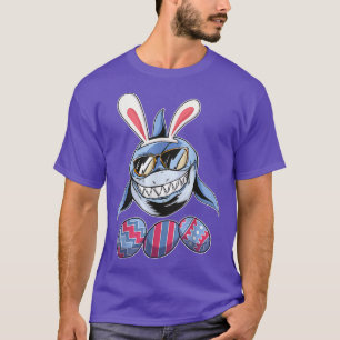 Cool Shark with Easter Eggs and Bunny Ears Happy  T-Shirt
