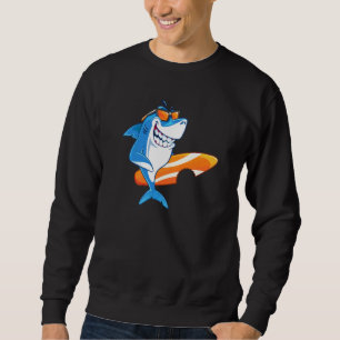 Cool Shark With Surfboard Surfing   Sweatshirt