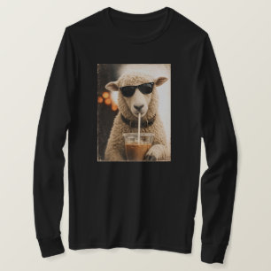 Cool Sheep Drinking Iced Coffee T-Shirt