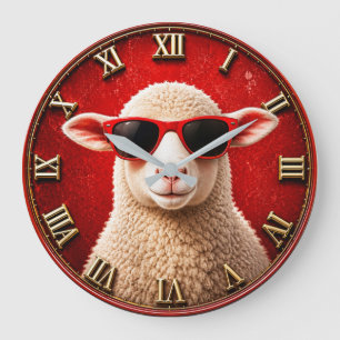 Cool Sheep Funny Farmhouse Sheep Decor Large Clock