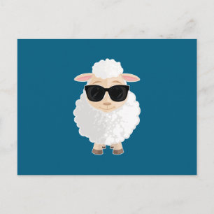 Cool Sheep Sunglasses Deep Teal Solid Colour Postcard
