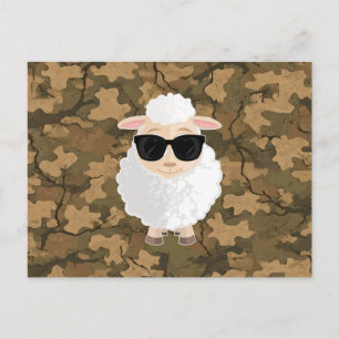 Cool Sheep Sunglasses Leaf Camo Cute Cartoon Postcard
