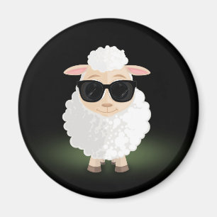 Cool Sheep Sunglasses Neon Green Funny Cartoon Magnet