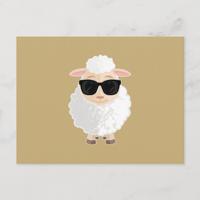 Cool Sheep Sunglasses Warm Gold Solid Colour Postcard (Front)
