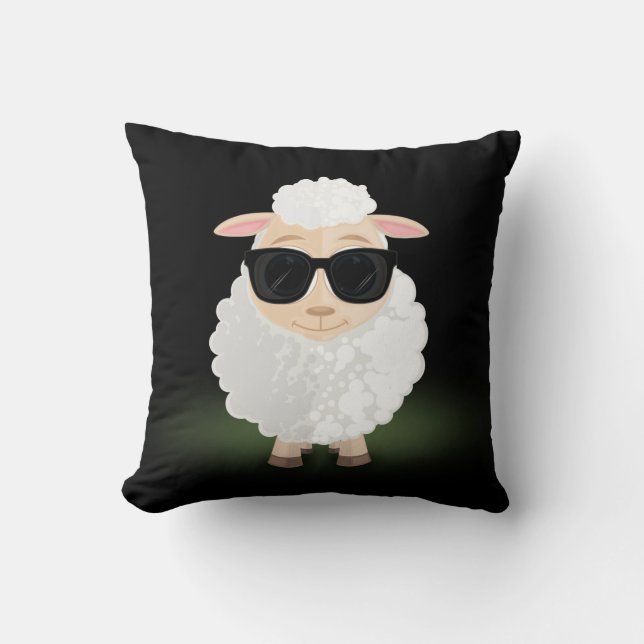 Cool Sheep  Throw Pillow (Front)
