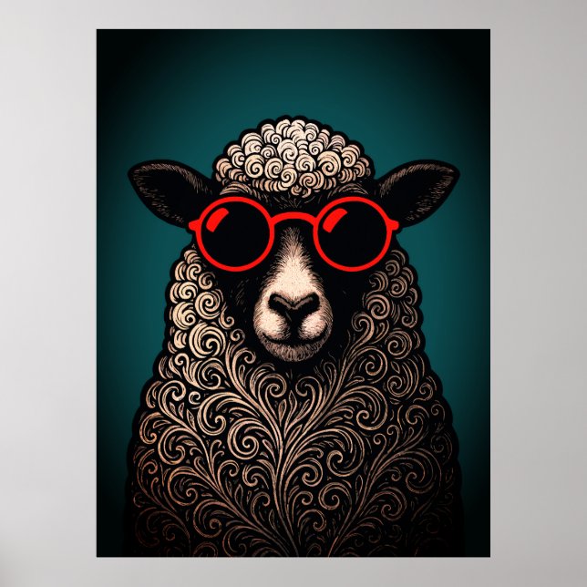 Cool Sheep Wall Art (Front)
