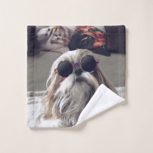 Cool Shih Tzu cheveux longs Lunettes de soleil vin