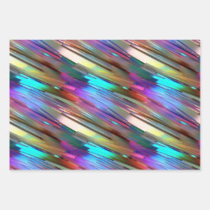 Cool Shiny Colourful Chrome Blue Green Gold Patter Wrapping Paper Sheet